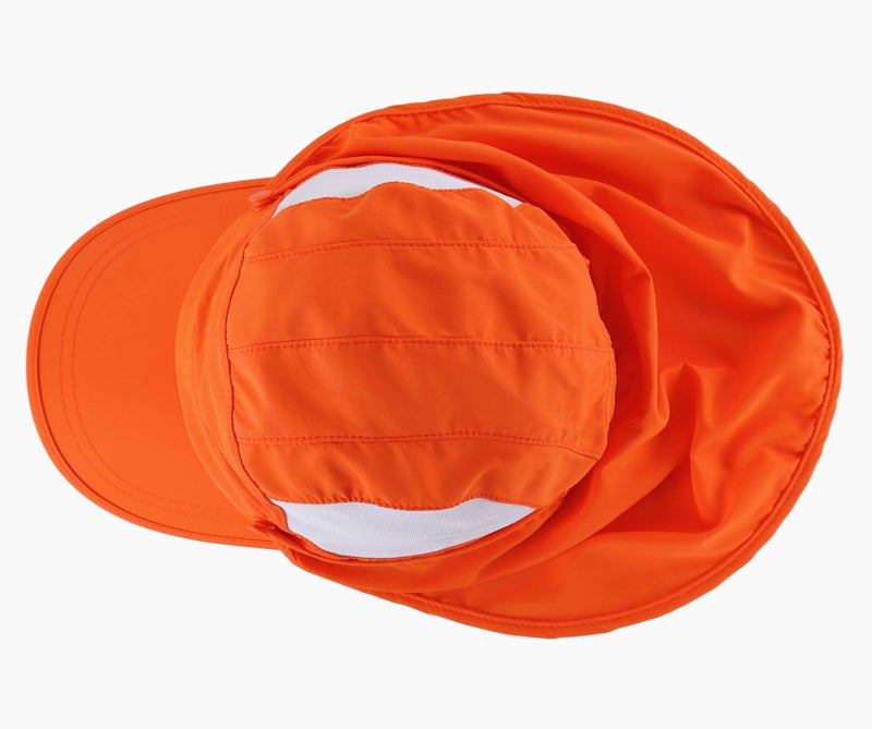 Connectyle Kids Boys Baseball Hat with Neck Flap UPF 50+ Mesh Sun Hats UV Sun Protection Trucker Hat Orange - Image 3